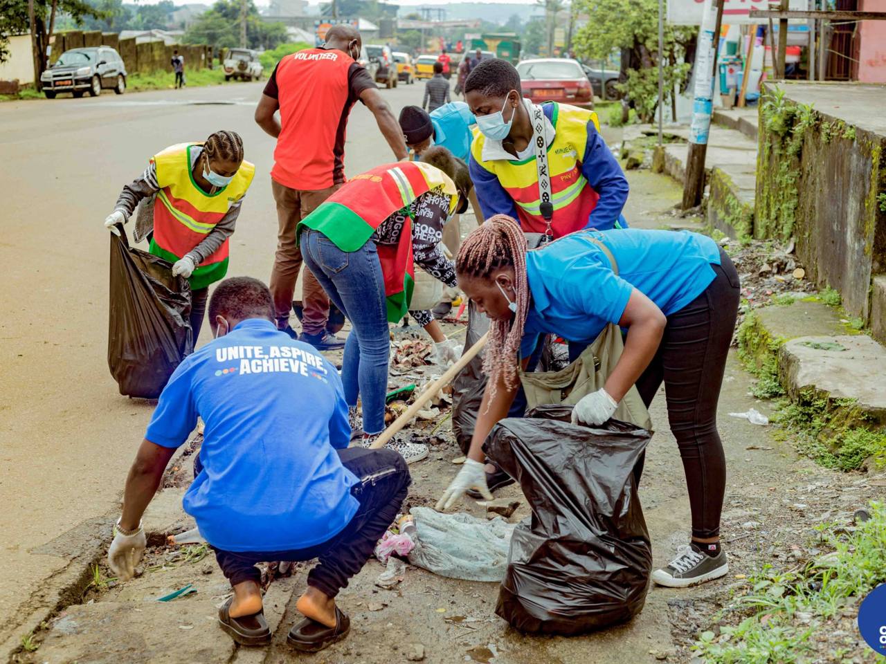 Volunteers setting up a community campaign